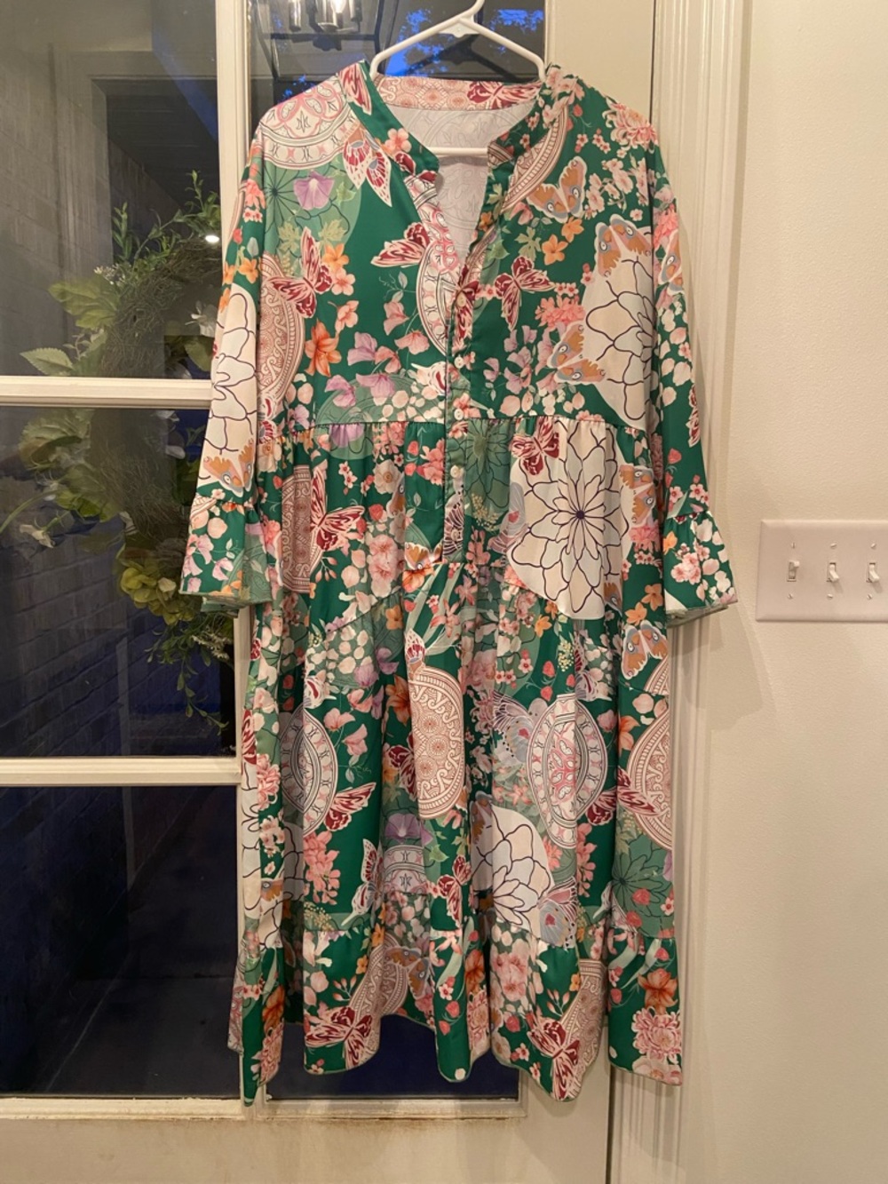 Green Floral Midi Dress - Comfortable, Printed Women's Dress